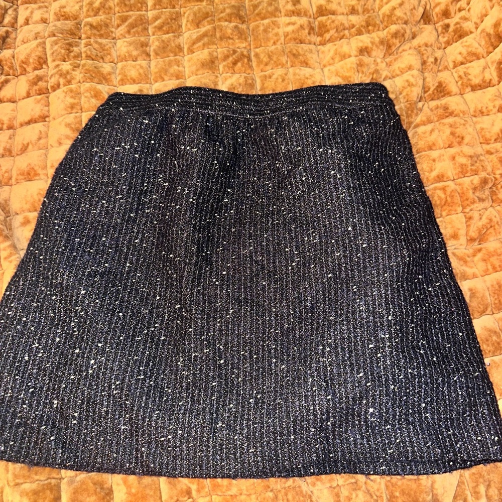 LOFT Black Sparkle Ribbed Mini Skirt